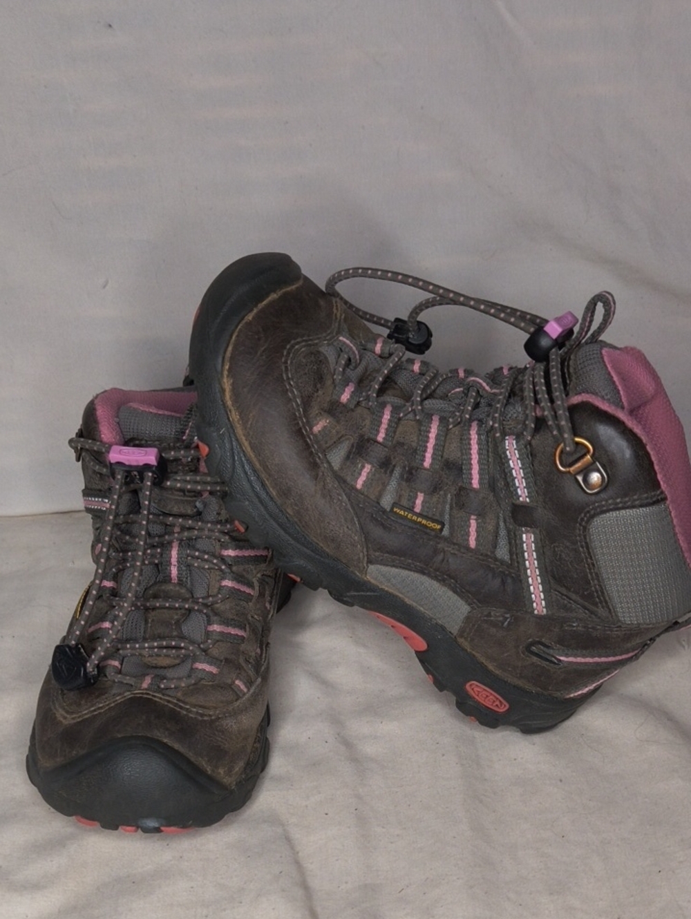 Keen Kids Brown and Pink Waterproof Hiking Sneakers Toddler Girl Size 11 AH